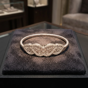 Elegant Brass White Gold Plated Cubic Zirconia Bangle <b>Bracelet</b> Luxury Filigree <b>Crystal</b> Kada Wedding Jewelry For Women - Product Image 3