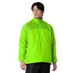<b>Men's</b> Black Windproof <b>Long</b> Front Logo Full Zip Stand Collar Casual Autumn Coat Thick Polyester Fleece - Product Image 5
