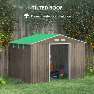 Casetta da Giardino Marrone Chiaro 9 X 6 FT, Facile da Montare, con 4 Prese d'Aria e 2 Porte Scorrevoli - Product Image 4