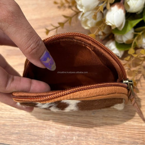 Vente chaude fermeture éclair sac à monnaie peau de vache en cuir véritable petit porte-monnaie 2022 nouveau arrivé Mini sac femmes changement sacs à main - Product Image 6