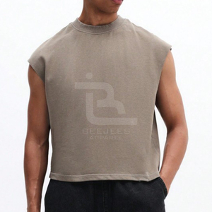 เสื้อกล้ามเจอร์ซีย์แบบไม่มีแขน สกรีนโลโก้ตามสั่ง ปี 2026 ขายส่ง แบบทำสีซีดและลายนูน สำหรับผู้ชาย สวมใส่สบาย คอกลม ผ้าฝ้าย 100% ระบายอากาศได้ดี เป็นมิตรกับสิ่งแวดล้อม - Product Image 4