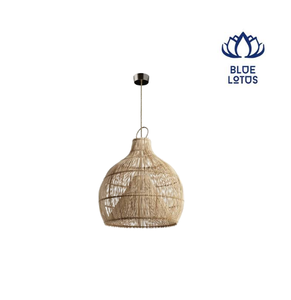 Blue Lotus Rattan Bell Shade LED <b>Pendant</b> <b>Light</b> Gold Finish Voice Sensor Control 3000K Warm White CRI 90 <b>3</b>-Year Warranty - Product Image 1