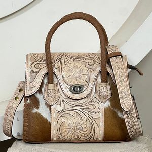 Bolsos de mano mini de cuero repujado de vaca, superventas 2026, para mujer, con diseño floral, bandolera de piel con pelo, bolsos de mano cruzados. - Product Image 4