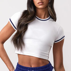 Camiseta personalizada para mujer, corte ajustado, algodón, cuello redondo, impresión de logotipo de alta calidad, suministro al por mayor - Product Image 2