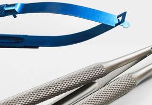 Porte-aiguille ophtalmique bleu pour microchirurgie, instrument chirurgical manuel, classe I, certifié CE - Product Image 2