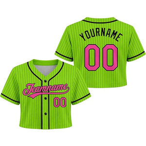 Chemise de baseball à rayures fines pour femmes, logo personnalisé, numéro, nom, jersey léger, confortable, respirant, bleu et rose, noir - Product Image 1