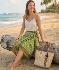 Hand Block Print With Zari Border Pareo Beach Cover Up Women <b>Boho</b> Wrap <b>Skirt</b> Lightweight Indian Sarong Wholesale Resort Wear - Product Image 1