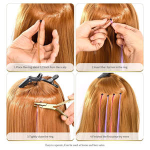 Kit d'outils professionnels de pointe pour extensions de cheveux en acier inoxydable plaqué or, matériau composite de haute qualité, tendance actuelle, pour la maison - Product Image 4