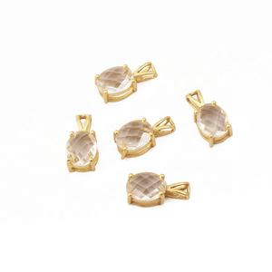 Vente en gros de mini breloque en cristal de quartz plaqué or pendentif en pierre précieuse fabriqué à la main pour la conception de bijoux de mode fournitures d'artisanat - Product Image 2