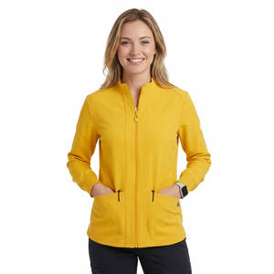 Blouse médicale pour femme, fermeture éclair sur le devant, manches longues, tissu extensible doux en spandex, uniforme d'hôpital, veste de travail pour infirmière et médecin - Product Image 1