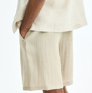 Shorts Bermuda en Lin pour Homme, Couleur Unie, Taille à Cordon, Tenue Décontractée, Tissu Respirant, Taille Mi-Haute, Poches - Product Image 5