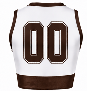 Maillot de cheerleading sans manches personnalisé marron sublimé – Tenue de sport athlétique pour compétition et entraînement - Product Image 2