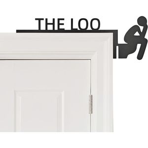 Humorous Metal Bathroom Topper Funny 13.8x4.7 Black Restroom Door Frame <b>Decor</b> the Loo-Wooden <b>Wall</b> Signs - Product Image 1