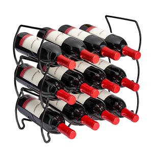 Porte-vin en fer sur pied, style moderne, avec étagères en fil métallique festonné, capacité de 3L, pour 12 bouteilles, idéal pour la cuisine - Product Image 4