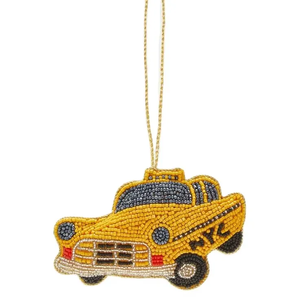 Beaded NYC Taxi Cab Ornament Vintage Style Colorful Decoration Accessory - Product Image 1