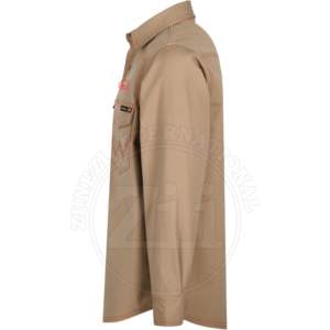 T-shirts ignifuges à manches longues pour hommes OEM Khaki NFPA2112 CAT2 7oz pour soudeurs et équipes de travail FR légers ZUNEZI International - Product Image 2