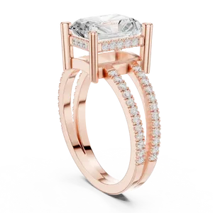 Anillo de Compromiso con Halo Oculto de Diamante Cultivado en Laboratorio de Corte Radiante de 3 Quilates, Oro Sólido de 18K, Certificado IGI, Color E, Anillo de Novia para Mujer - Product Image 4