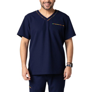 Unisex Scrub <b>Tops</b> Knitted Custom Branding Healthcare Staff Uniform Shirts OEM Pakistan Manufacturing Export Supply - Product Image 1