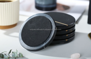 Sous-verres en marbre à la mode avec incrustation en laiton pour table à thé sous-verres/tapis en pierre naturelle pour bureau d'hôtel ou usage domestique - Product Image 4