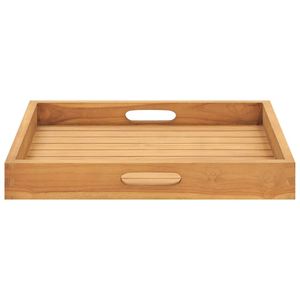 Bandeja de servicio de teca de madera maciza de 19,7 "x 19,7"-Duradera y elegante - Product Image 4