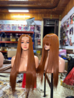 Nueva Peluca de Cabello Humano Liso Natural SDD de 350% de Densidad, Color Naranja Jengibre, con Flequillo y Cierre de Encaje 2x6 HD sin Pegamento, Procedente de Vietnam, Modelo 2026