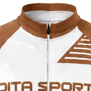 Maillot de Ciclismo Marrón Camel y Blanco de Manga Corta con Cremallera Completa para Ciclismo de Carreras, Ropa Deportiva para Ciclismo al Aire Libre - Product Image 5
