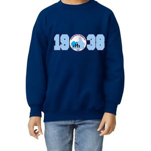 Youth <b>Navy</b> Blue 1938 Graphic Crewneck Sweatshirt Long Sleeve Pullover Soft Fleece Casual Kids School Everyday Streetwear <b>Top</b> - Product Image 1