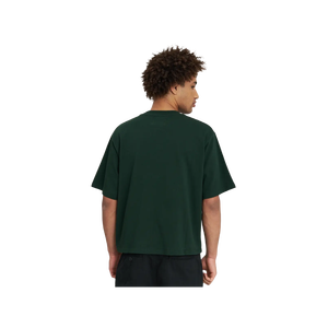 T-shirt Homme Vert Foncé Oversize à Manches Courtes Col Rond Uni Décontracté Respirant en Toile avec Logo Avant en Jersey - Product Image 2