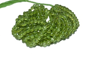 Perles de péridot rondes à facettes 4-5mm Rondelle de pierre naturelle de grande taille pour la fabrication de bijoux - Product Image 2