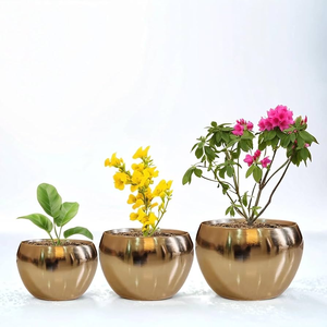 Brass Flower Pot <b>Gold</b> Finish Indoor Planters Pots Wholesale Garden Flower Pot Metal Indoor Stand Round - Product Image 5