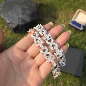 Bracelet Chaîne Géométrique en Moissanite Scintillante et Strass, en Argent 925 Plaqué Rhodium, Unisexe, Luxe, pour Usage Quotidien, Idéal Cadeau - Product Image 6
