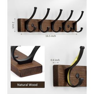Appendiabiti da Parete in Legno con 5 Ganci, Pratico Porta Cappotti da Muro - Product Image 1