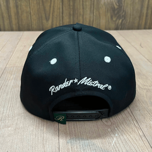 Casquette snapback noire à 6 panneaux avec texte japonais brodé blanc et logo PM sur le panneau avant, style streetwear unisexe, casquette décontractée - Product Image 5