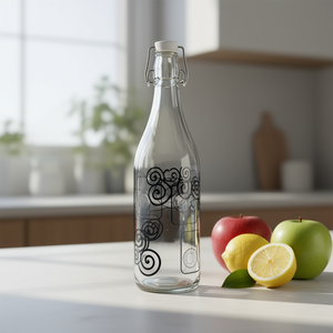 Bouteille en verre Excelsa Magic Black 100 cl avec motif tourbillon pour boissons - Product Image 3