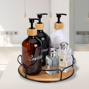 Acacia Wood Handmade Durable Rotating Storage Tray Kitchen Spices Organizer Modern Dining Table Coffee <b>Bar</b> Cabinet <b>Shelf</b> High - Product Image 5