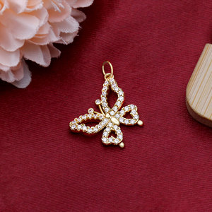 Pendentif Breloque Papillon en Argent 925 Plaqué Or avec Zircon Cubique, Aile Creuse, Accessoire de Bijouterie pour Fabrication de Bracelets, Idéal pour Cadeau - Product Image 6