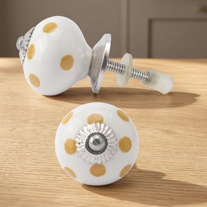 White Porcelain Polka Dot Cabinet <b>Knobs</b> Industrial Design <b>for</b> Kitchen Wardrobe <b>Dresser</b> Drawer Handles Eco-Friendly Easy - Product Image 1