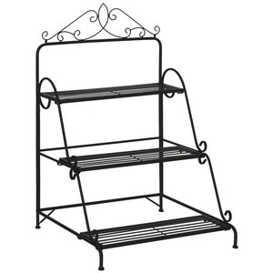 High Arrival Metal Plant Stand Rectangular Slatted <b>Shelf</b> Rack for Indoor Outdoor Garden Flower Display Black Pot Holder - Product Image 5