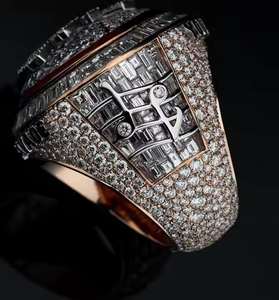 Anillo Redondo de Moissanita Cultivada en Laboratorio de 10K, Estilo Hip Hop Elegante para Hombre, Anillo de Boda Chapado en Rodio - Product Image 1