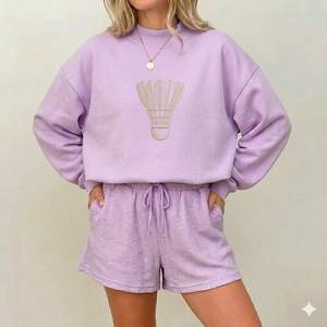 Stylish Women <b>Mock</b> <b>Neck</b> <b>Top</b> With Shorts Set Relaxed Comfort Casual Daily Fashion Clothing Wear - Product Image 1