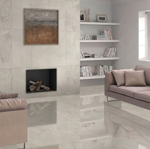 กระเบื้องปูพื้นและผนังพอร์ซเลน Enver Bianco รุ่นโมเดิร์น ผิวด้านขัดเงา สำหรับตกแต่งภายในบ้าน โรงแรม สำนักงาน ขนาด 60x120 ซม. หนา 8.5 มม. - Product Image 1