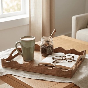 Plateau organisateur en bois, plateau de rangement et de service multifonctionnel pour la maison, le bureau et la salle de bain à prix avantageux - Product Image 5