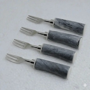 Juego de tenedores de acero inoxidable personalizados con mango de resina para bodas, eventos, restaurantes, hoteles, juego de accesorios de cocina de lujo - Product Image 4