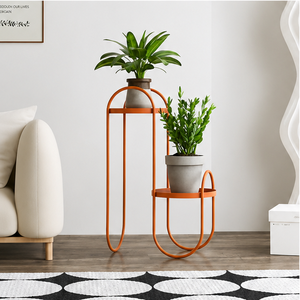 2-Tier Metal Plant Stand Powder Coated Wrought Iron Flower <b>Pot</b> <b>Holder</b> for Indoor Outdoor Balcony Living Room Garden Decor - Product Image 5