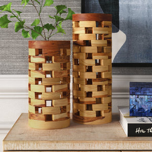 Handmade Solid Wood Floral Decor <b>Vase</b> <b>Bamboo</b> & <b>Wooden</b> Home Decor Table Toppiece - Product Image 2