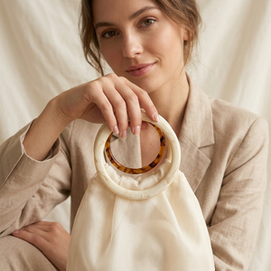 Poignée de sac ronde écologique en acrylique et résine, faite à la main, avec anneau écaille de tortue, accessoire de mode - Product Image 1