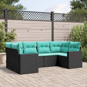 Conjunto de Sofá Modular Mediano de Ratán PE Negro para Jardín, Muebles Elegantes para Exteriores - Product Image 1