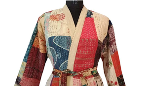 Bata Kimono de Algodón 100% Suave y Transpirable con Estampado de Bloques y Dibujos Animados Naaz para Mujer, Camisón de Verano Hecho a Mano con Cintura Elástica ODM - Product Image 2