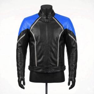 Chaqueta de Cuero para Hombre con Cierre y Manga Larga, Diseño OEM con Logotipo Personalizado, Chaquetas de Motociclista Personalizadas - Product Image 1