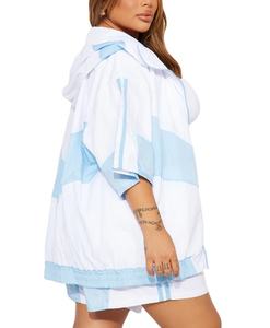 Ensemble short coupe-vent léger d'été pour femme avec logo personnalisé, 100 % polyester, boutons unis, patchs gris entièrement brodés - Product Image 3